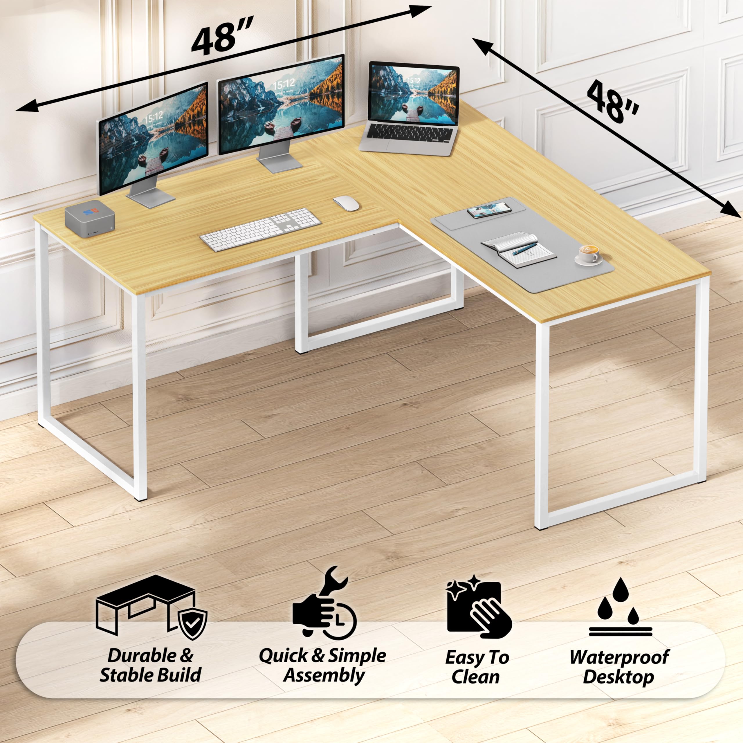 Amazon.com: SHW Mission 48 x 48 Inches L-Shape Home Office